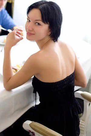 Lovely brunette Loreen A shows her tits with hard nips and cute silky beaver