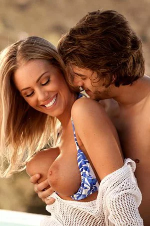 Busty blonde Nicole Aniston enjoys oral sex and intense pussy fuck with her partner outdoors