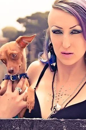 Hot close-ups of kinky brunette Alecia Afterlife doing make-up and smoking