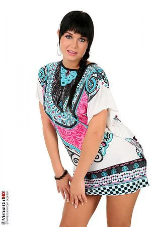 Brunette teen Victoria Blaze is baring off sexy boobs but not showing pussy