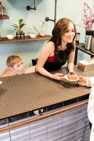 Ryan Keely and Freya Parker pleasuring each other on the sofa