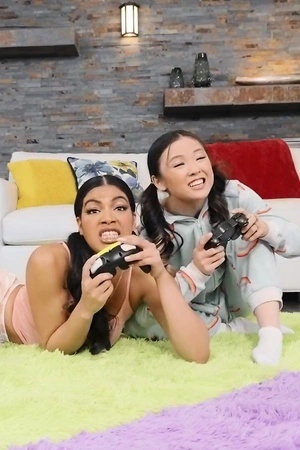 Lulu Chu and Maya Farrell get their exotic pussies fucked in turn