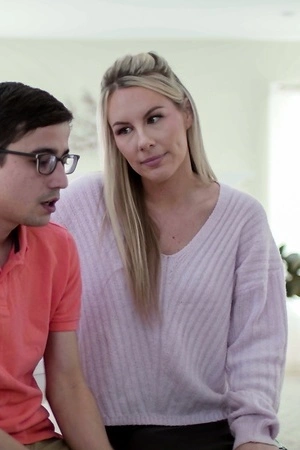 Insatiable MILF Bunny Madison fucks nerdy dude in the living room