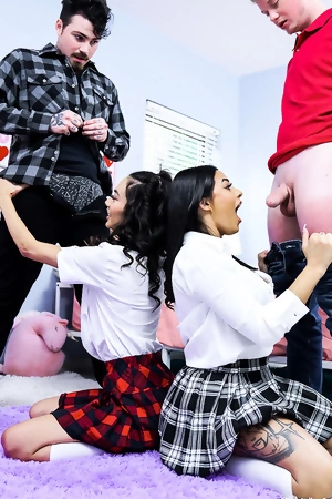 Nice foursome XXX scene with Serena Santos and Sawyer Cassidy