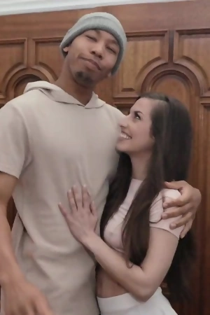 Spencer Bradley takes cum on her face after sucking and riding massive black cock