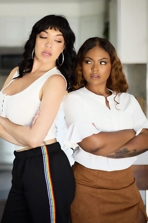 Avery Jane and Little Puck use their tongues to make each other cum