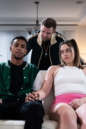 Hot interracial MMF threesome with young slut Sophia Burns