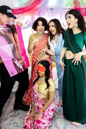 Nikki Slick, Nina White, Naudi Nala and Satine Summers get fucked in turn