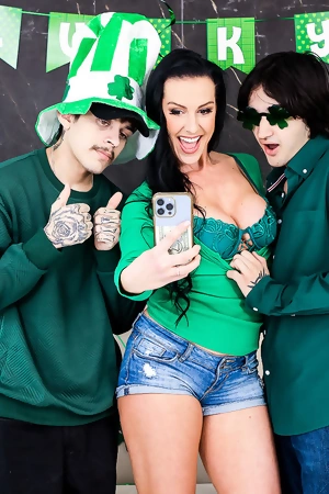 Texas Patti sucks two young cock and gets fucked with her lingerie on