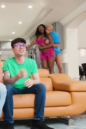 Black hussy Tessa Thomas deepthroats massive cock and gets fucked balls deep