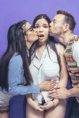 Sofia Lee and Princess Jas get their soaking wet pussies drilled