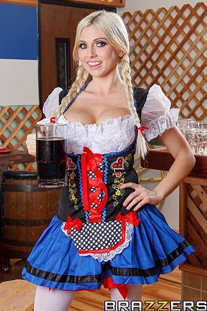 Christie Stevens is busty and there is no way you will be able to resist her in this dress.