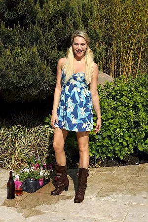 Salacious blonde Mia Malkova is masturbating outdoor in nothing but the boots