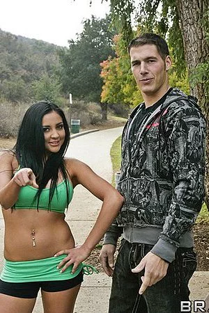 Raven haired goddess Audrey Bitoni with gorgeous juggs gets her muff stuffed