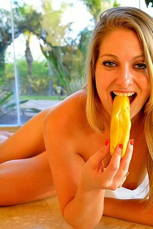 Filthy blonde Veronica Weston stuffs both her pussy and ass by cucumbers