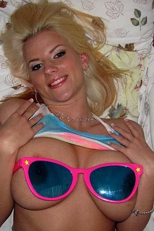 Big meloned blonde Haley Cummings in pink socks rides cock after outdoor jumping