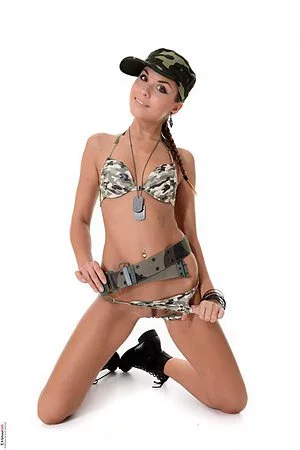 Sabrisse A got sexy hot military lingerie and naughtily posing her slender body dressed in it