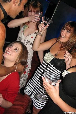 Kasey Chase and her drunk girlfriends play with a stripper then have sex with him