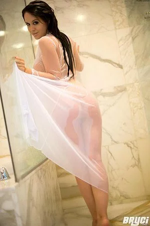 The time has come for brunette honey Bryci to take off her clothes right now.