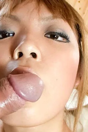 This Asian dude is ecstatic because he's getting a blowjob from the irresistible Chihiro Kobayashi.