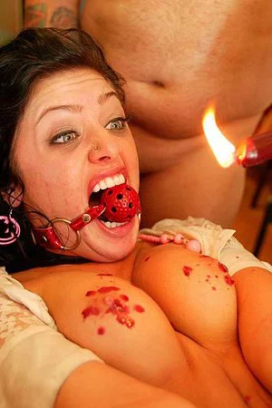 Dominating guy is playing with the hot holes of his tied slave Sadie West