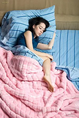 Cute teen chick Mina Meow is pleasing her young tight and smoothly shaved pussy with masturbation in sleep