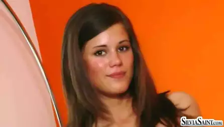 Naked brunette girl Little Caprice is staying in doggy exposing body to another woman