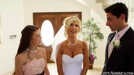 Sexy bride Tasha Reign gets on her knees to enjoy deep oral and vaginal fuck