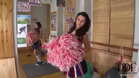 Hot brunette cheerleader Antonya is teasing with the erotic up skirt view