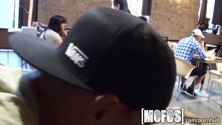 Young couple fuck in café in public