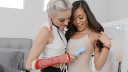 Young lesbians Vina Sky and Lola Fae can't get enough of each other