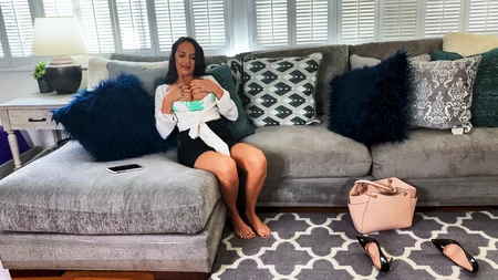 Sofi Ryan masturbates passionately on the couch