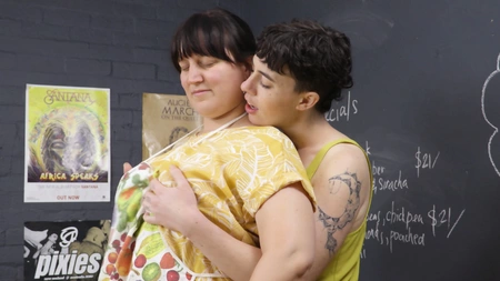 Dark-haired lesbians Luca and Violette can't get enough of each other