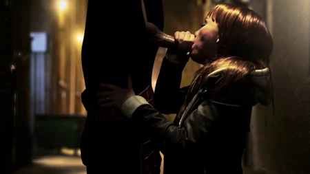 Capri Anderson gets down on her knees to suck hard pecker