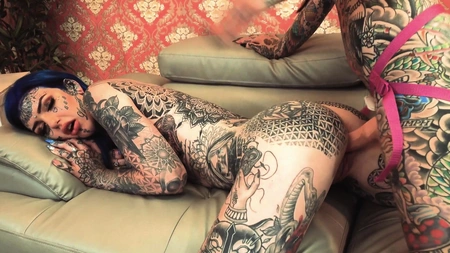 Amber Luke and Tiger Lilly fucking with a strap-on dildo