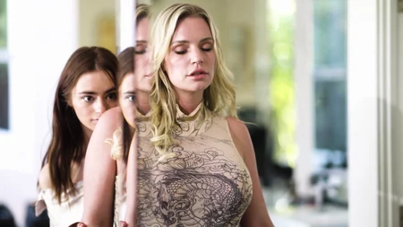 Lesbian MILF Rachael Cavalli seduces and fucks young babysitter