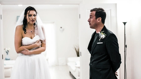 Slutty bride Bella Rolland gets eaten out and fucked well