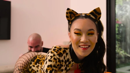 Exotic kitten in fishnet tights gets fucked balls deep