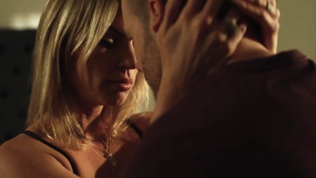 Glamorous blonde MILF sucks young cock and gets fucked with her panties on