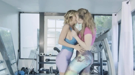 Lena Paul and Alexis Fawx make love in the gym