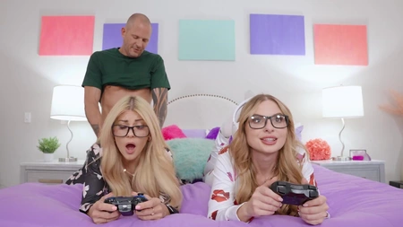 Brandy Renee and Kayla Kayden share thick throbbing cock in bed