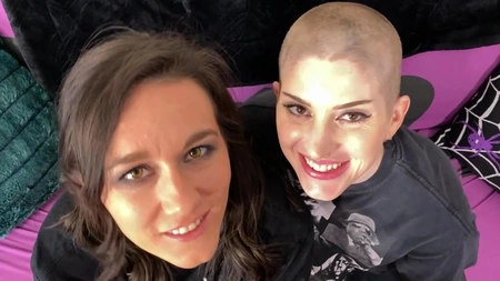 Sinn Sage shares thick throbbing cock with her bald-headed friend