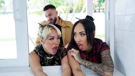 Kona Jade and Luna Luxe take turns getting their exotic pussies drilled