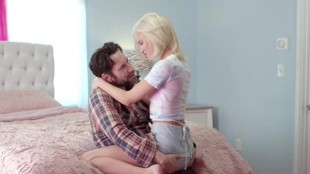 Skinny gal Kiara Cole blows and rides her cocky daddy with great pleasure