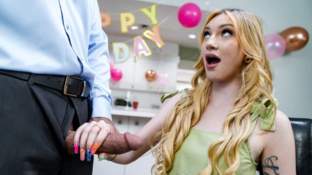 Eighteen-year-old cutie Daisy Lavoy gets a big dick for her birthday