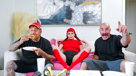 Pigtailed delivery girl Odette Fox screwed by older man