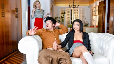 Maya Bijou pleasures horny stud in the living room