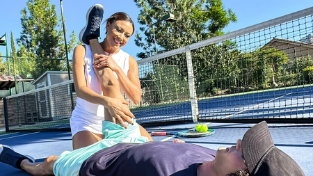 Cassie Del Isla sucks and rides stepson's cock until it explodes