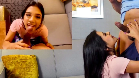 Dark-haired teen Alice Thunder gets facial cum cleansing after a nice fuck