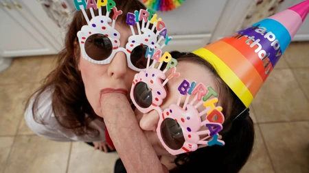 Dark-haired slut Tifa Quinn and Melody Mynx get pounded in POV